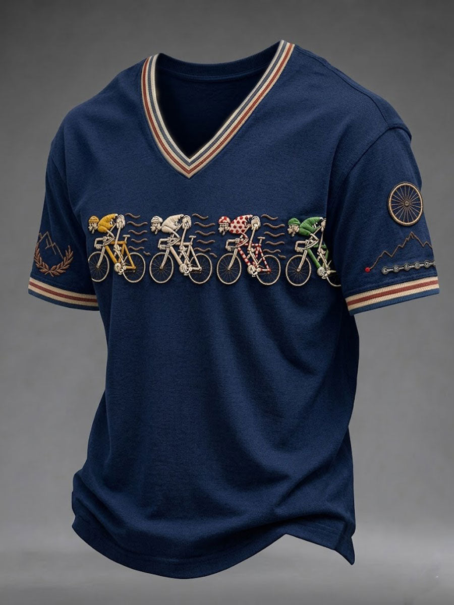 T-shirt à col en V Squelette Vélo Homme