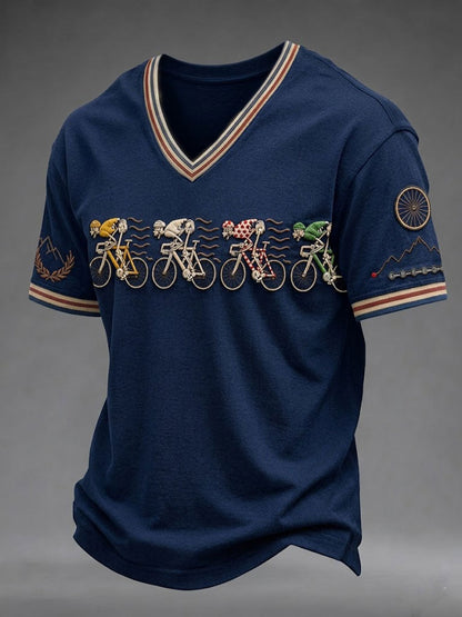 T-shirt à col en V Squelette Vélo Homme