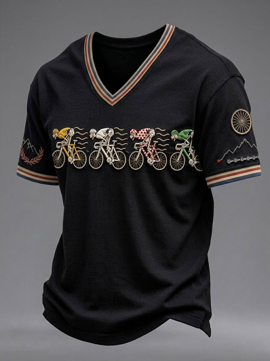 T-shirt à col en V Squelette Vélo Homme
