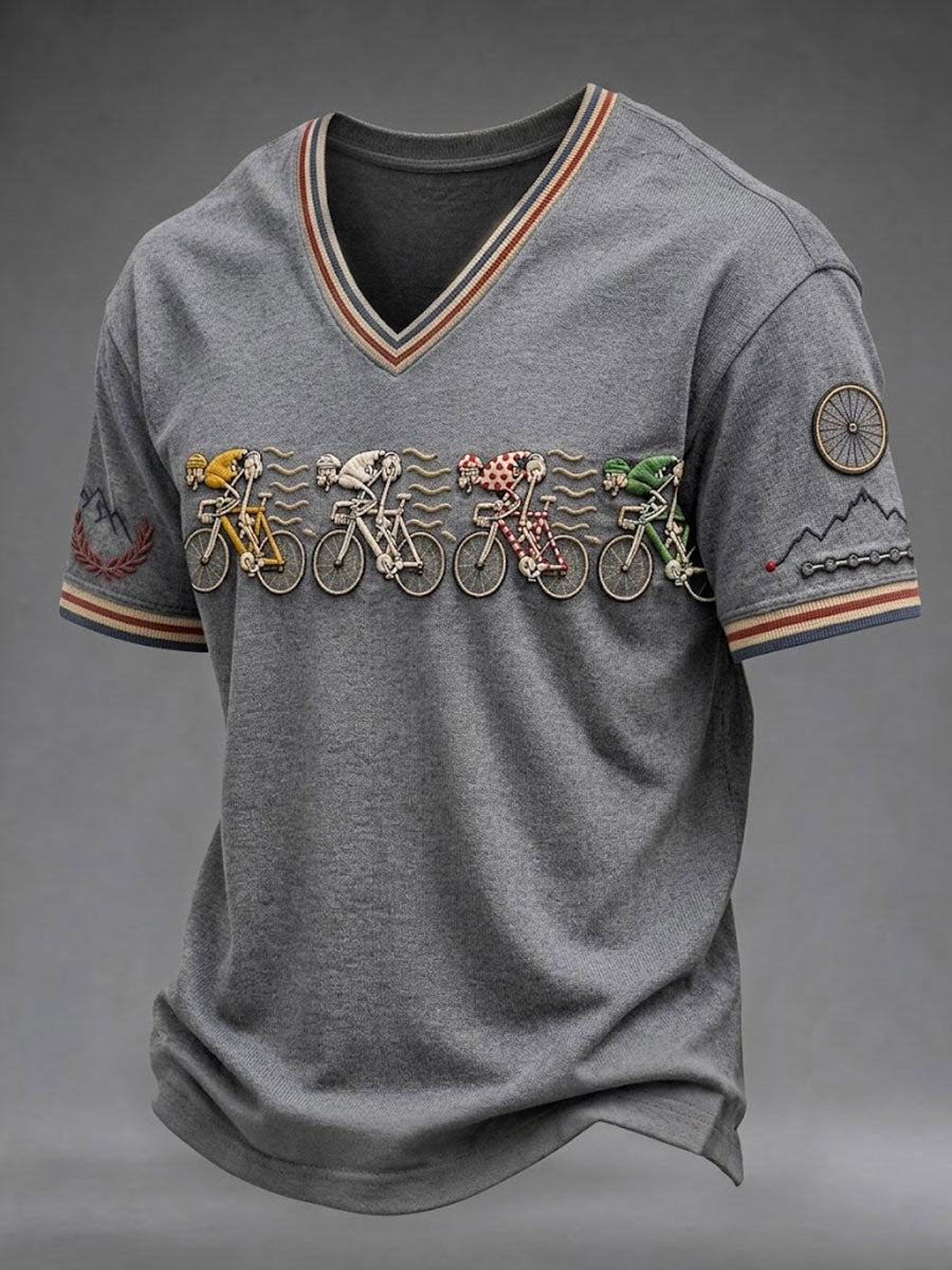 T-shirt à col en V Squelette Vélo Homme