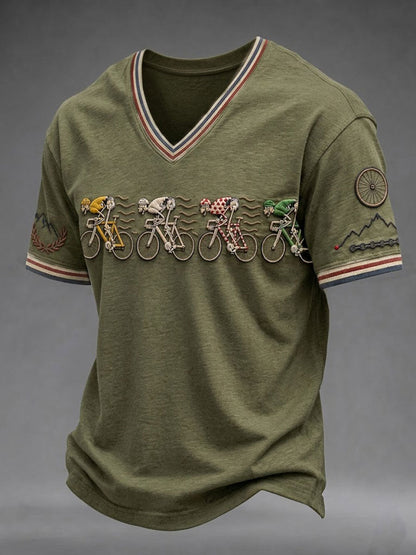 T-shirt à col en V Squelette Vélo Homme