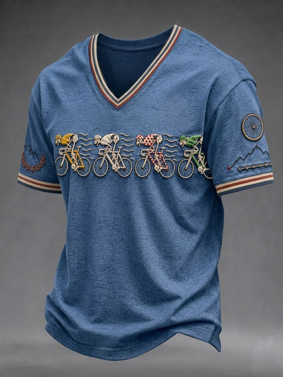 T-shirt à col en V Squelette Vélo Homme