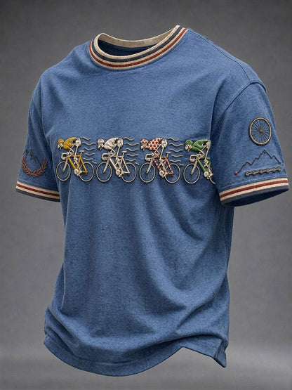 T-shirt à manches courtes pour homme, style vélo de skeleton