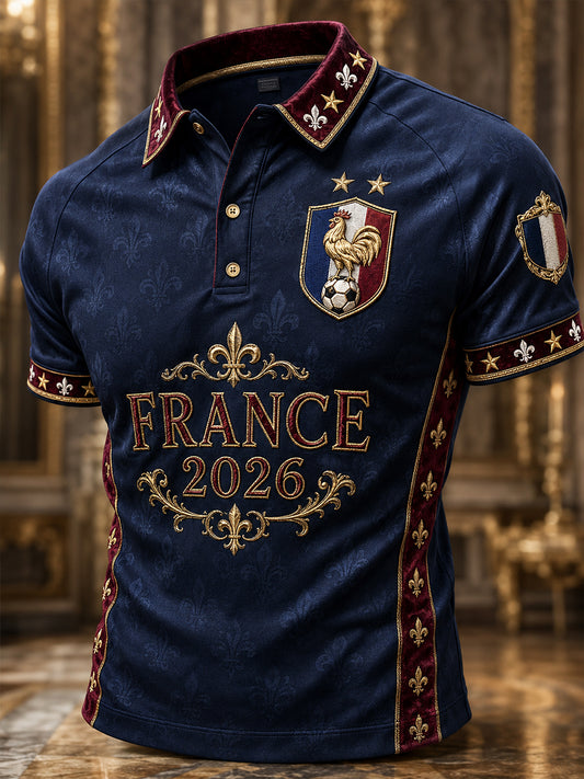 Polo imprimé artistique pour homme, football français