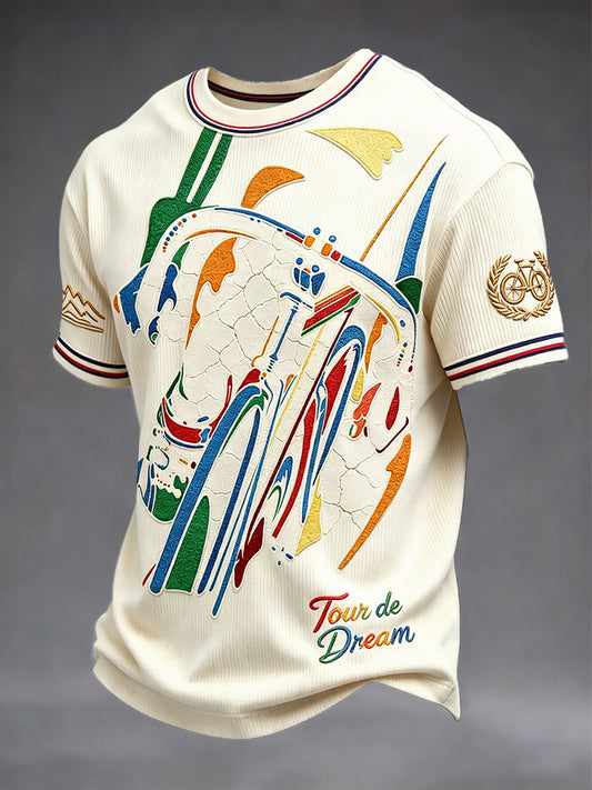 T-shirt décontracté pour homme à imprimé graffiti cycliste français