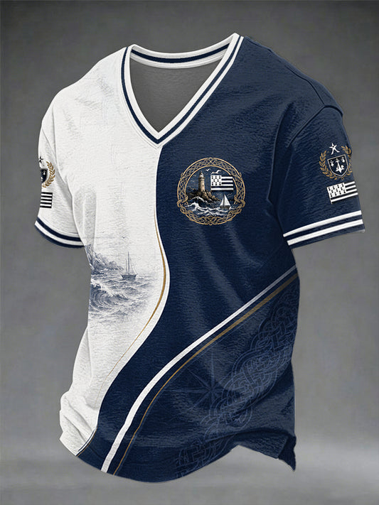 T-shirt à col en V France Brittany Celtic pour homme