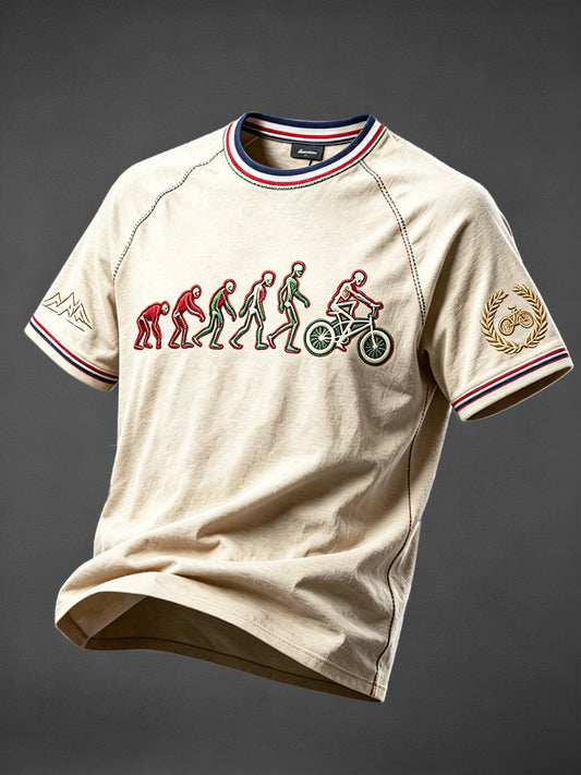 T-shirt décontracté vintage pour homme, imprimé cyclisme français, épaules tombantes