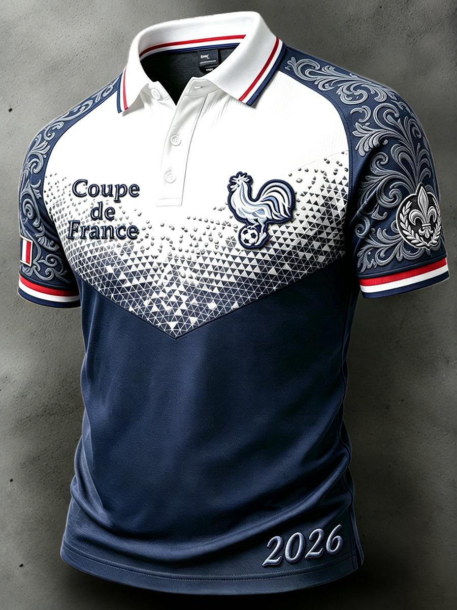 Polo décontracté pour homme 2026 France Football à imprimé dégradé
