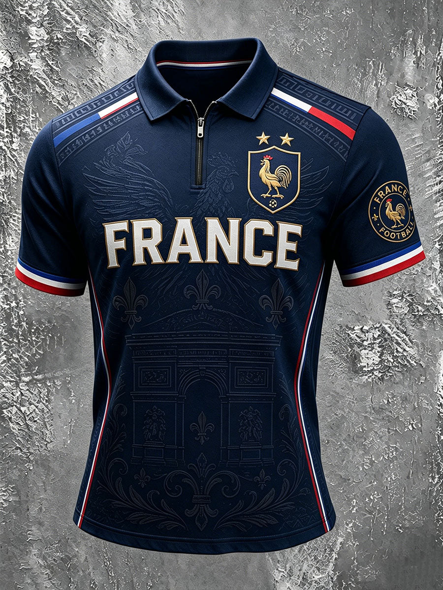 Manches courtes France Football Zip Up Homme