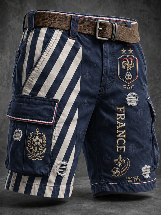 Short décontracté pour homme avec impression artistique France Football