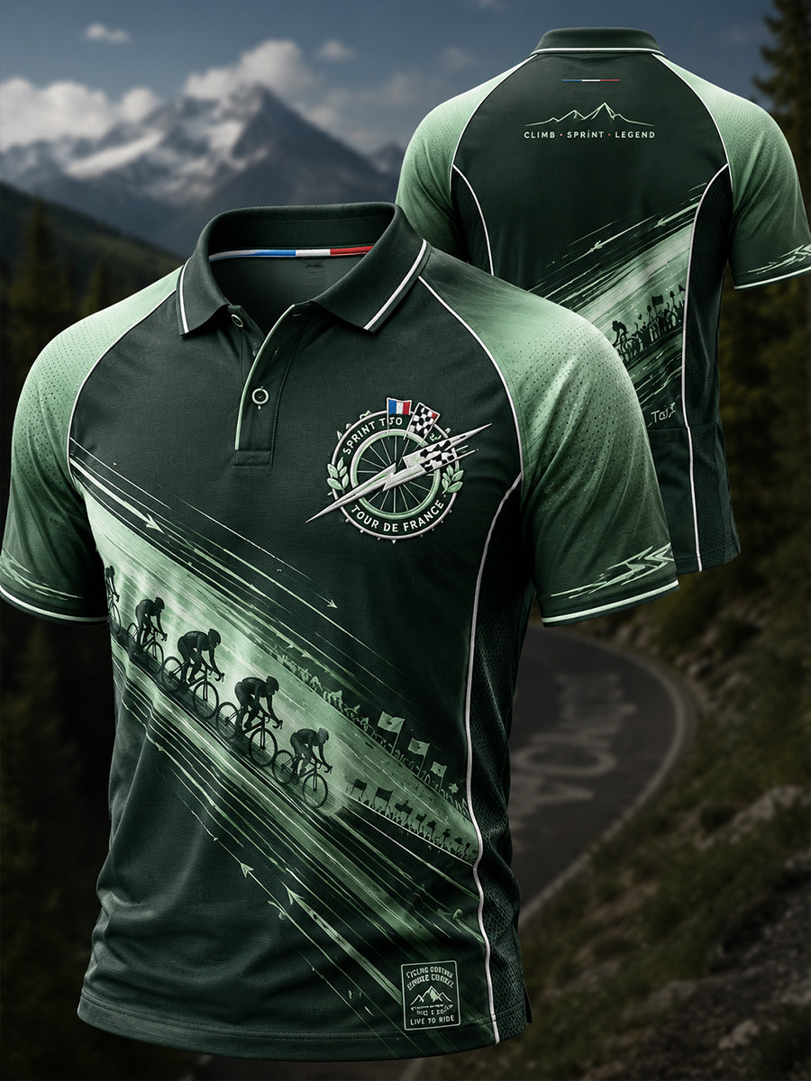 Polo imprimé artistique pour hommes sur le Tour de France