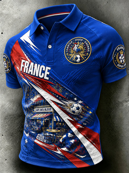 Polo imprimé artistique France Football pour homme