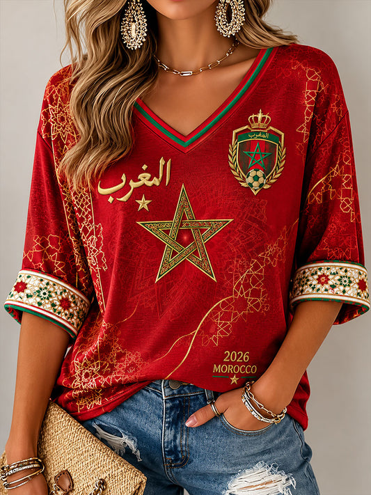 T-shirts de football 2026 pour femmes, Maroc