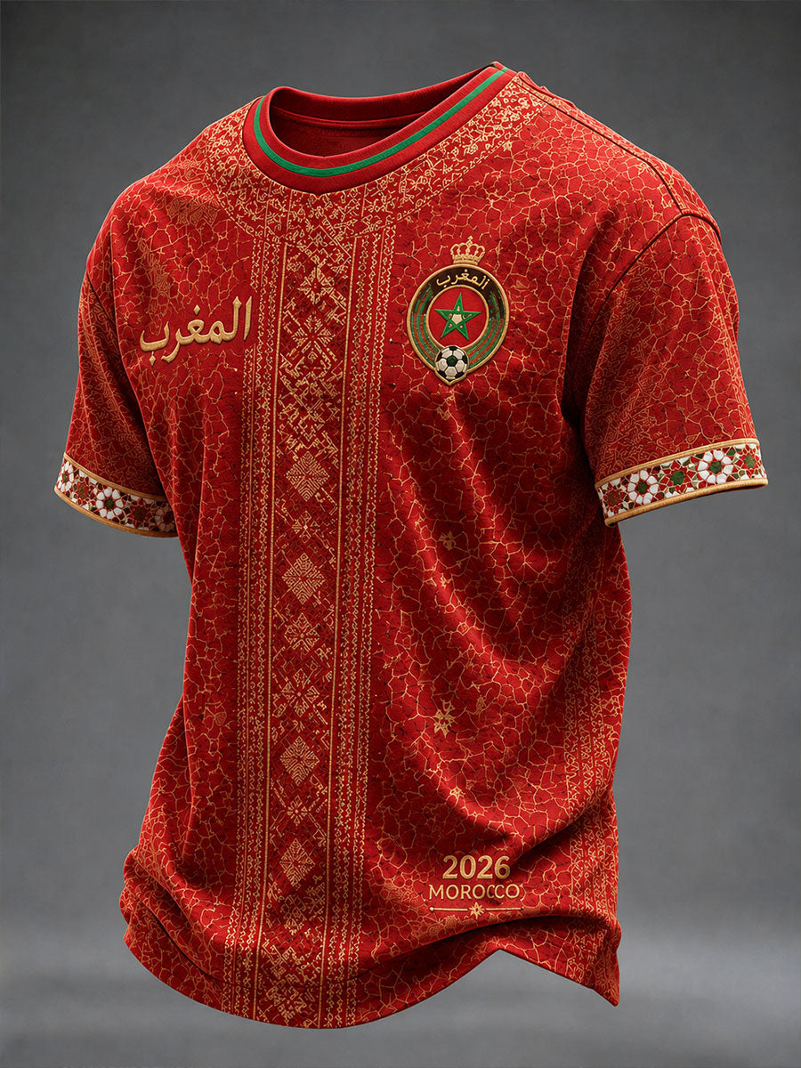 T-shirts unisexe de football du Maroc 2026 pour hommes