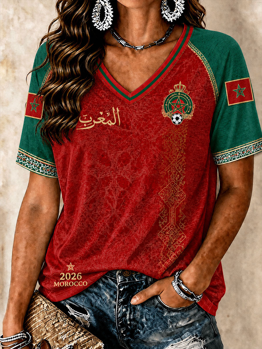 T-shirts de football 2026 pour femmes, Maroc