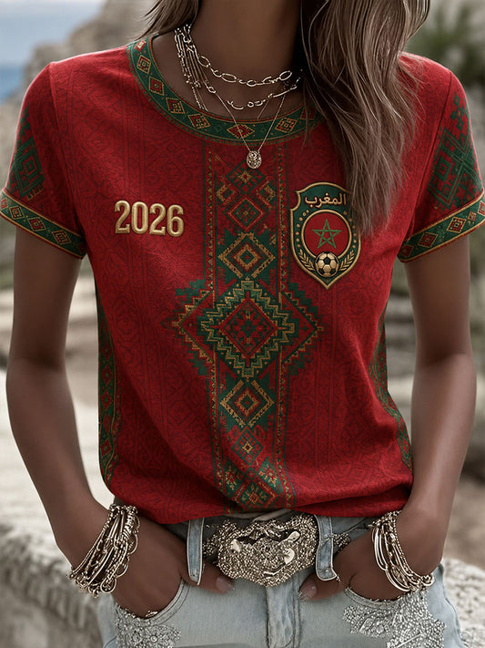 T-shirts de football 2026 du Maroc pour femmes
