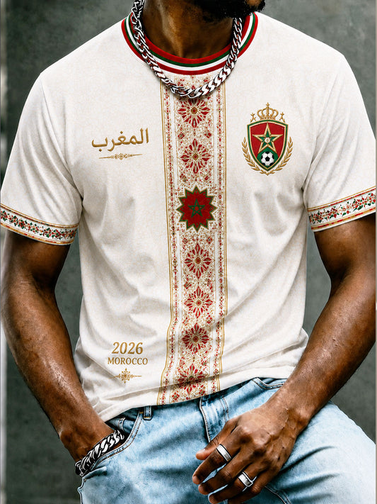 T-shirts unisexe de football du Maroc 2026 pour hommes