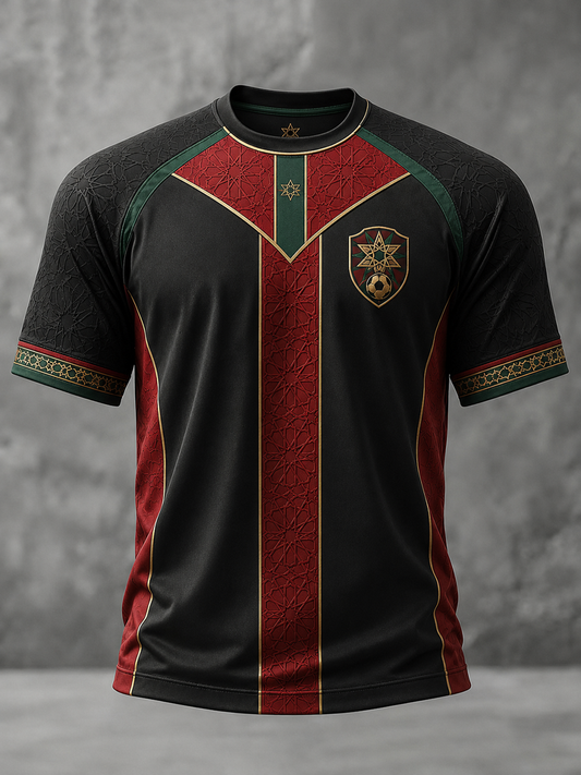 T-shirt manches courtes pour hommes, imprimé Football Maroc