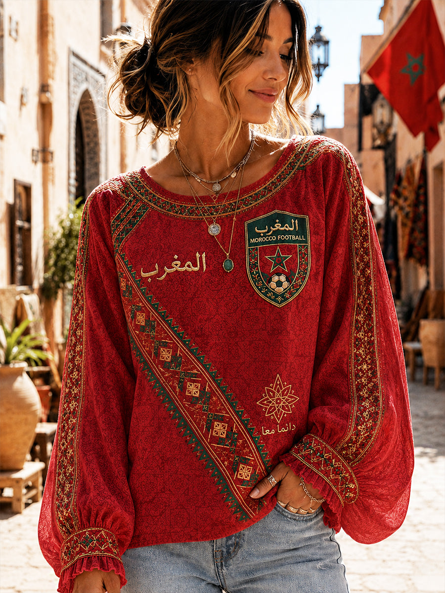 Affiche décontractée de style rétro d’art fan de football marocain