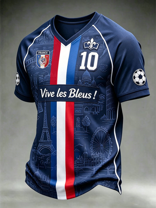 T-shirt de sport décontracté à imprimé végétal pour homme, style football
