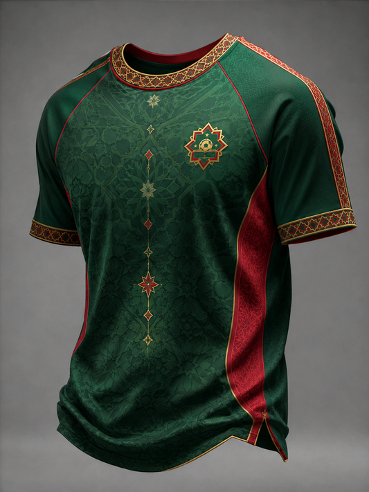 T-shirt manches courtes pour hommes, imprimé Football Maroc