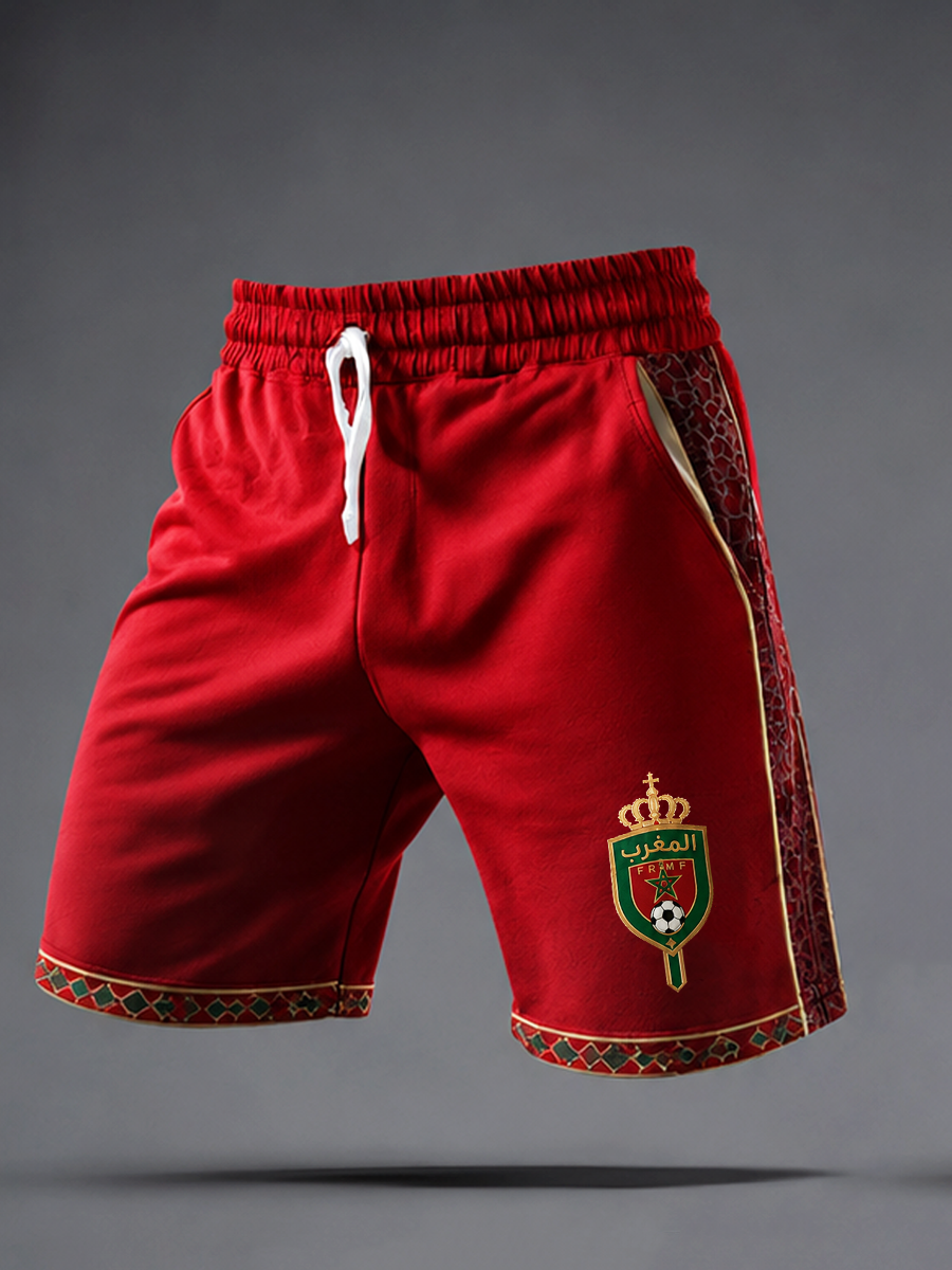 Shorts imprimés football marocain pour hommes