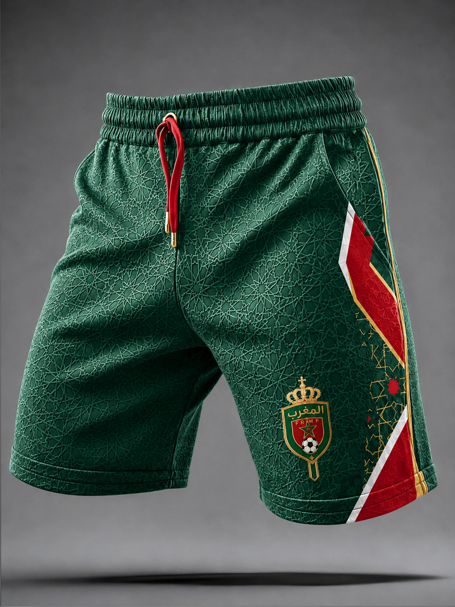 Shorts imprimés football marocain pour hommes