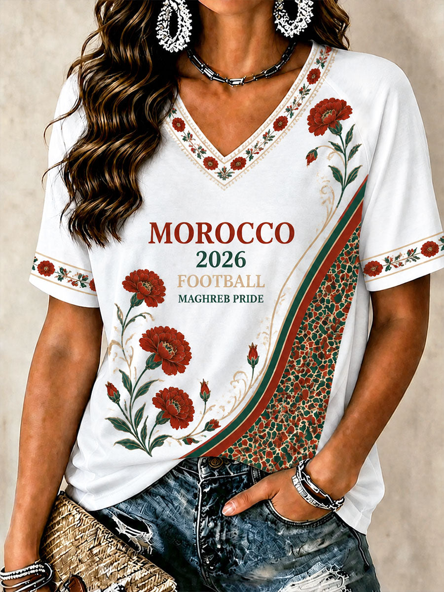 T-shirts de football 2026 pour femmes, Maroc