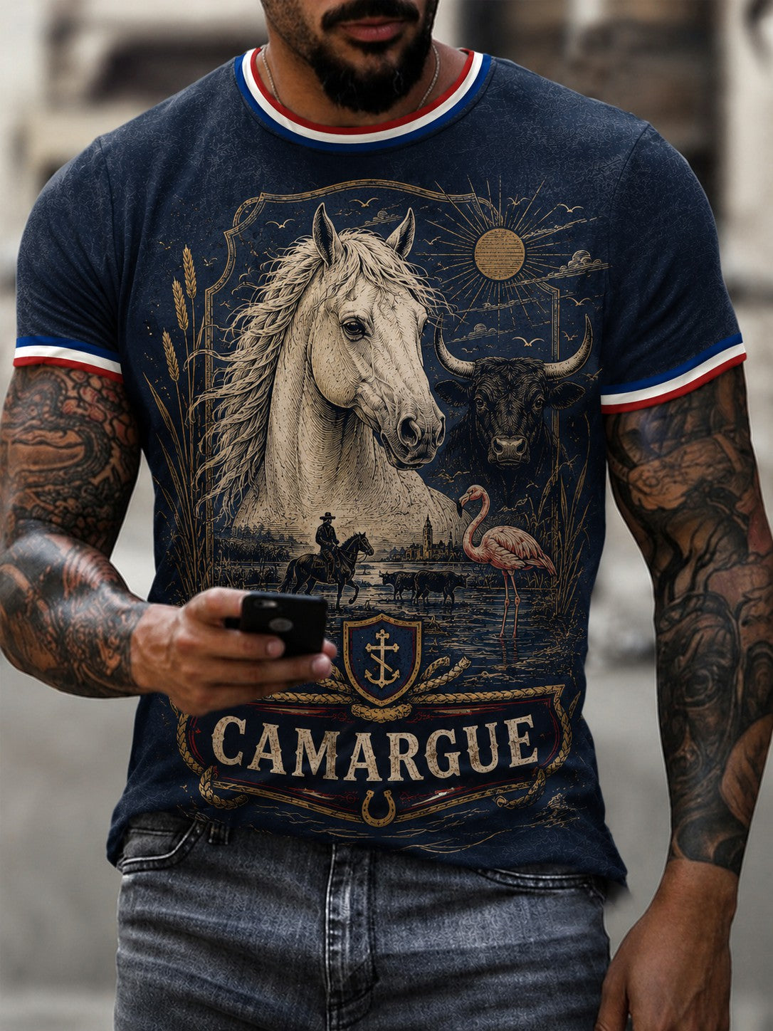 T-shirt imprimé France Camargue pour homme