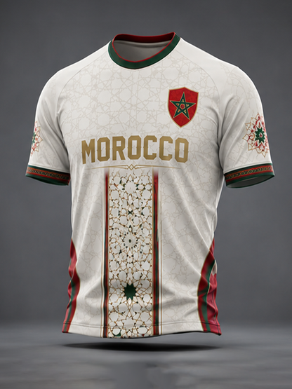 T-shirt à manches courtes pour homme Maroc Football Printed