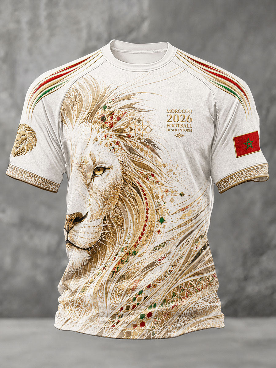 T-shirt homme 2026 à imprimé Lions du Maroc pour le football
