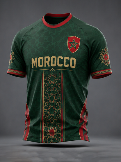 T-shirt à manches courtes pour homme Maroc Football Printed