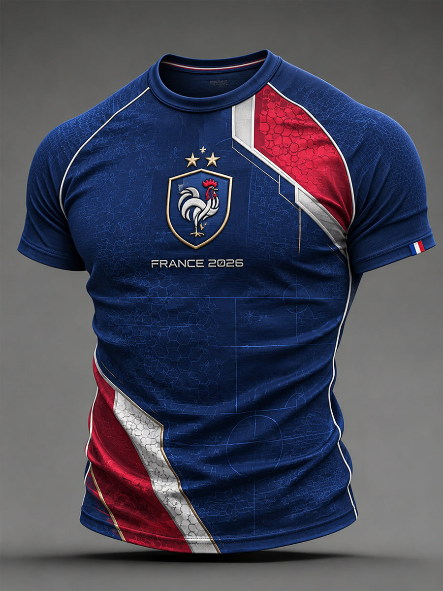 T-shirt manches courtes de football français pour hommes
