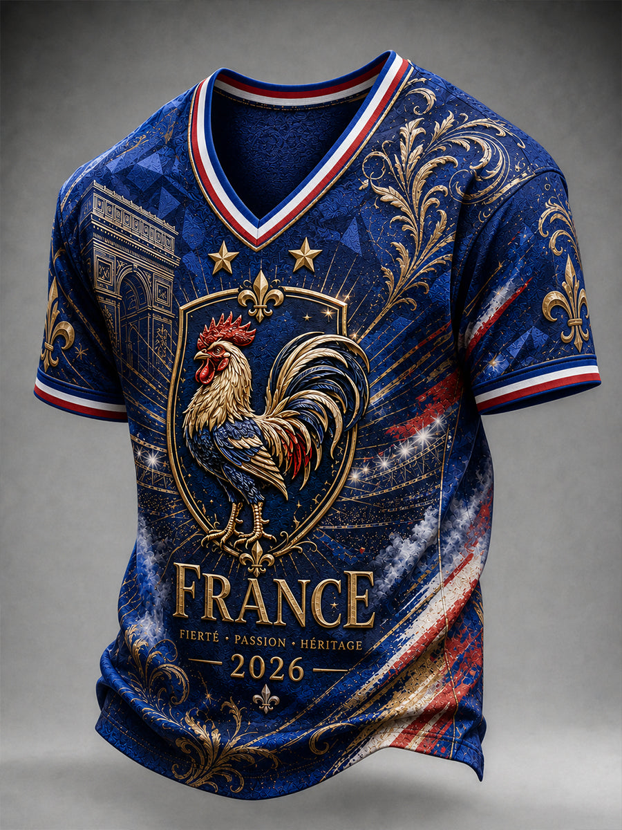 T-shirt col V du football français pour homme