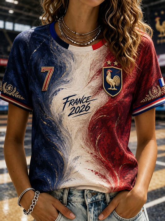 T-shirt manches courtes à col rond France Football Femme
