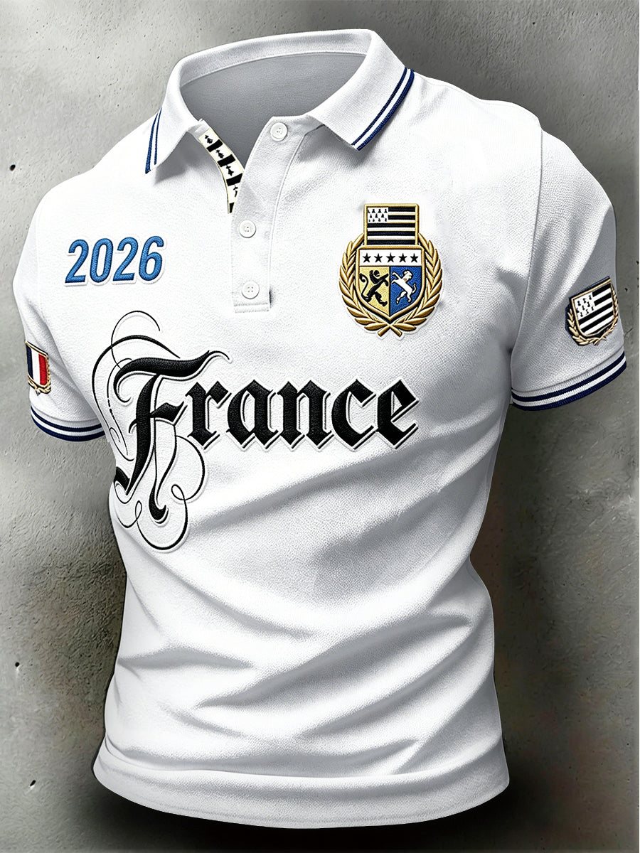 Polo Homme Blanc Imprimé Breton Simple