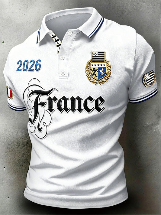 Polo Homme Blanc Imprimé Breton Simple