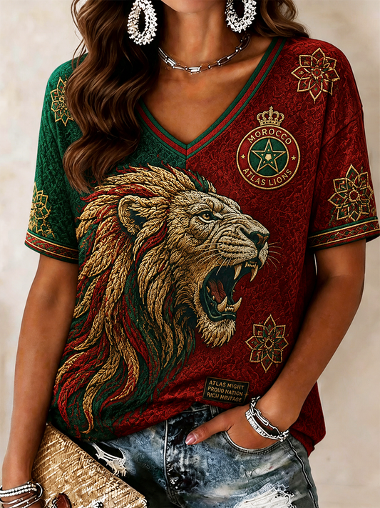 T-shirt à manches courtes imprimé Maroc Femme