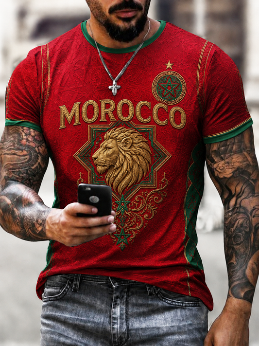 T-shirt manches courtes imprimé Maroc pour homme