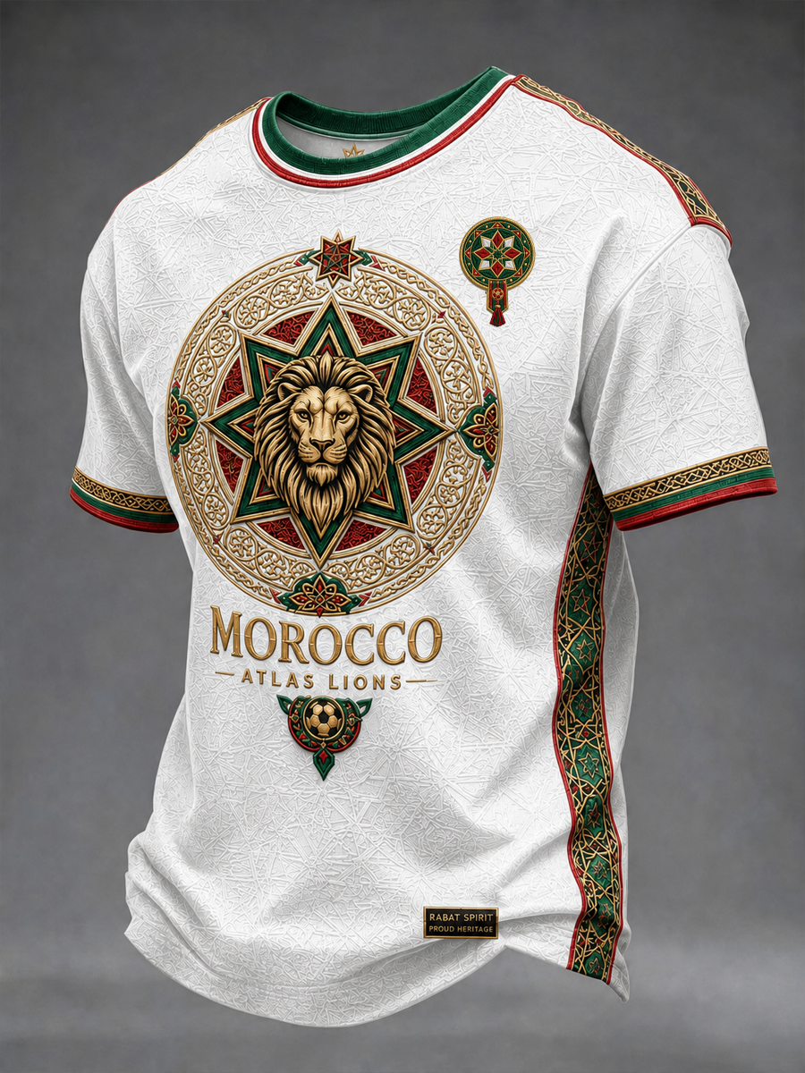 T-shirt homme à manches courtes imprimé marocain