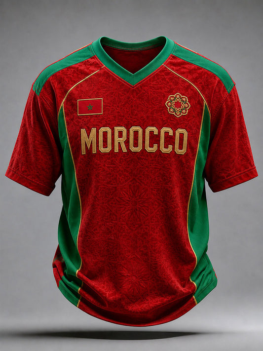 T-shirt décontracté pour hommes avec imprimé du football marocain