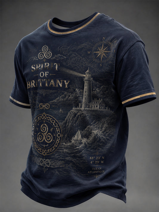 T-shirt pour hommes imprimé celtique de Bretagne, France