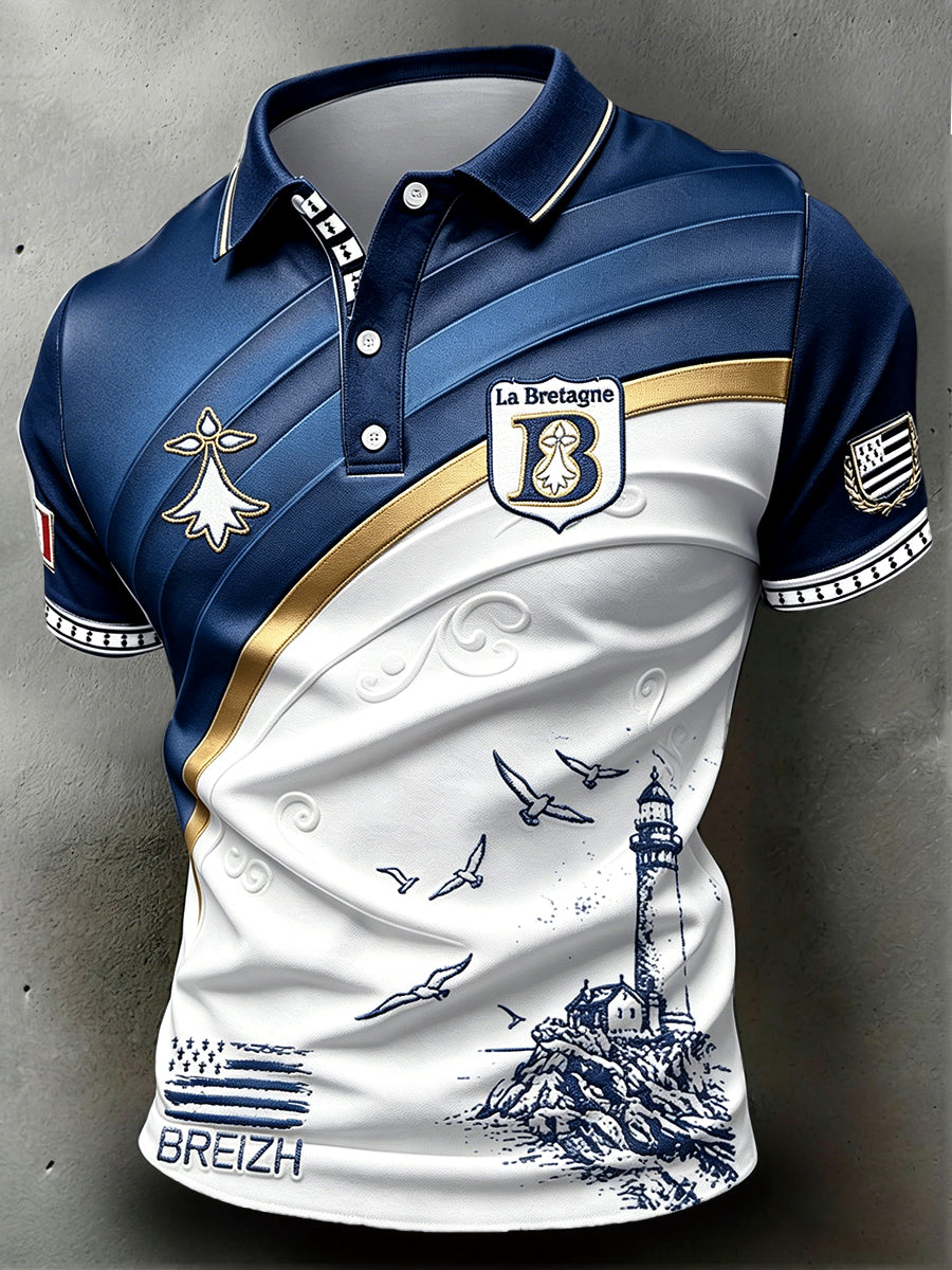 Polo décontracté French Brittany Lighthouse pour hommes