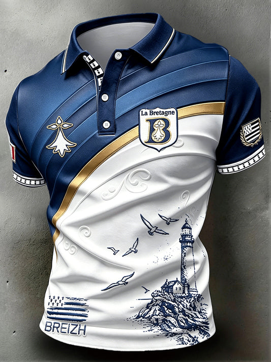 Polo décontracté French Brittany Lighthouse pour hommes