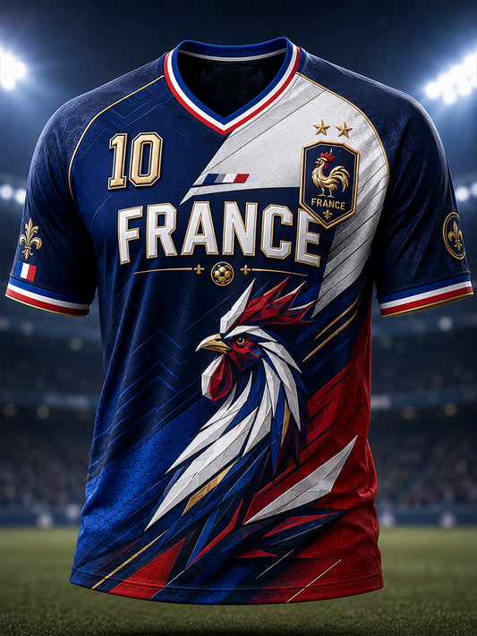 T-shirt à col en V de la commémoration patriotique française pour hommes