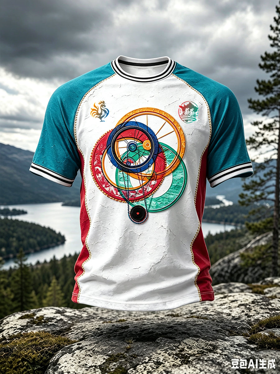 T-shirt décontracté pour homme à imprimé 3D graffiti cycliste français