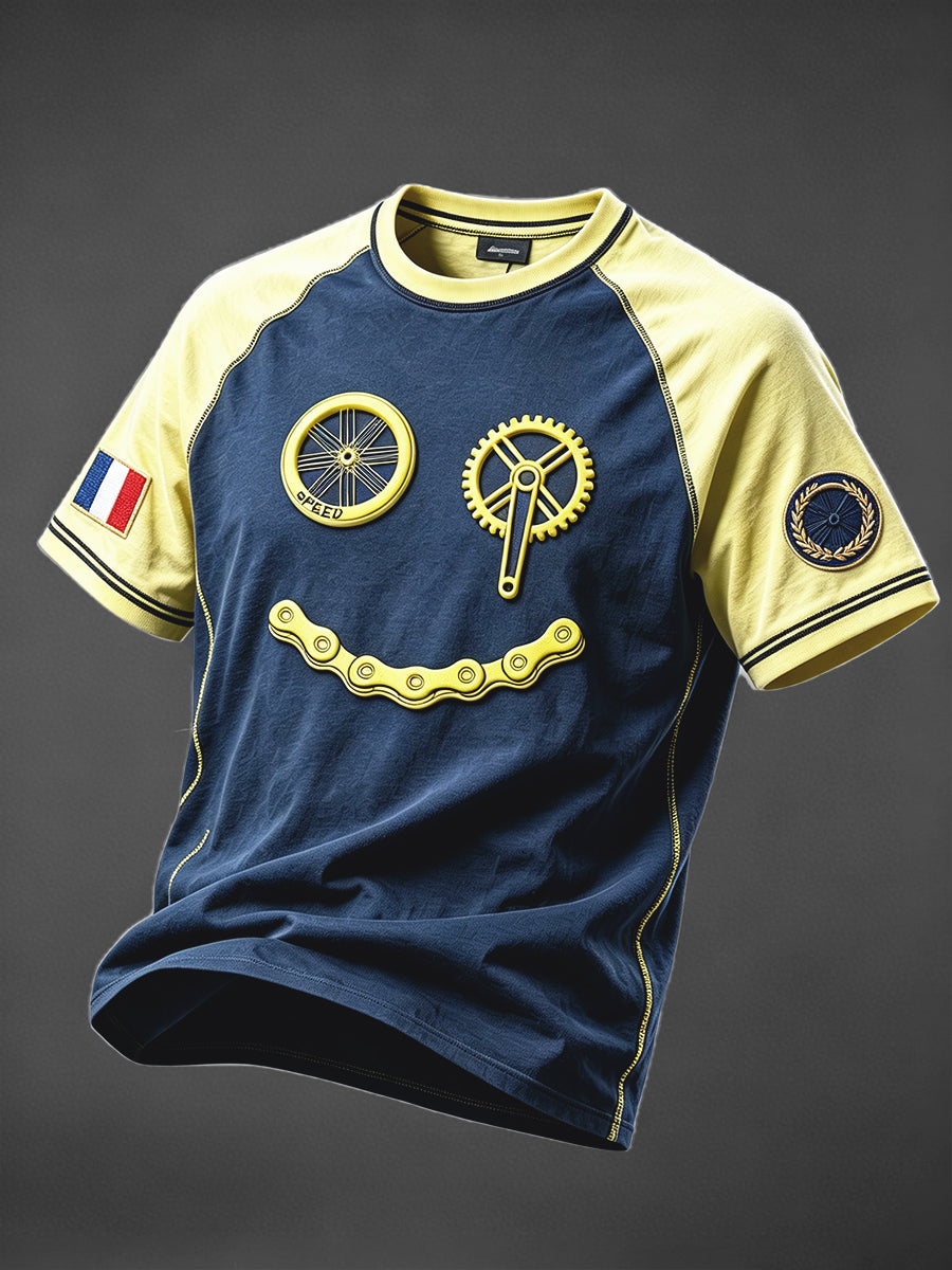 T-shirt décontracté léger pour homme à imprimé français sur le thème du Tour de France