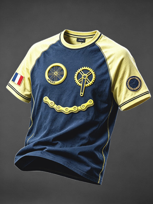 T-shirt décontracté léger pour homme à imprimé français sur le thème du Tour de France