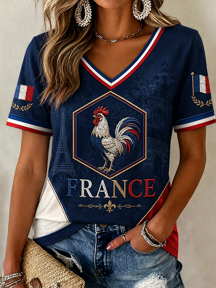 T-shirt décontracté pour femmes avec imprimé français