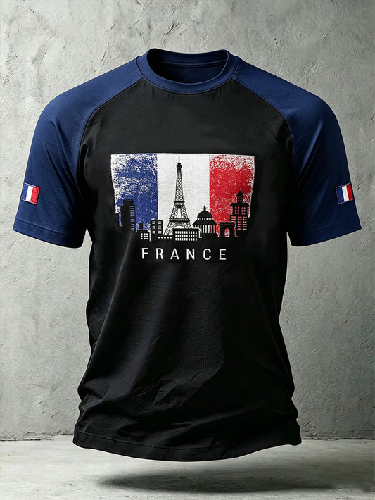 T-shirt à manches courtes pour hommes, imprimé en hommage à la France